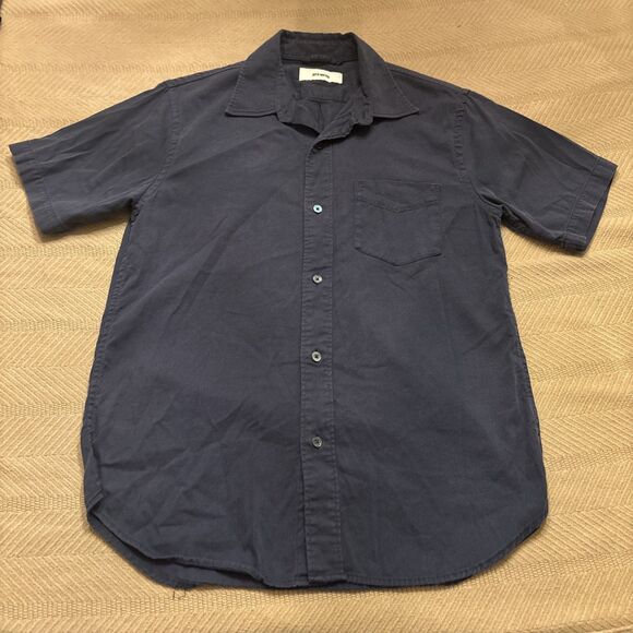 Buck Mason Shirt Mens Medium Blue Classic Fit Short Sleeve Collared Button Down - Picture 2 of 9